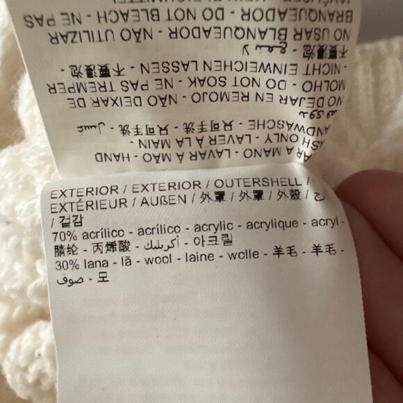 BIMBA Y LOLA Cable Knit Wool Blend Chunky Cropped Sweater in Cream Size XS - Picture 4 of 5